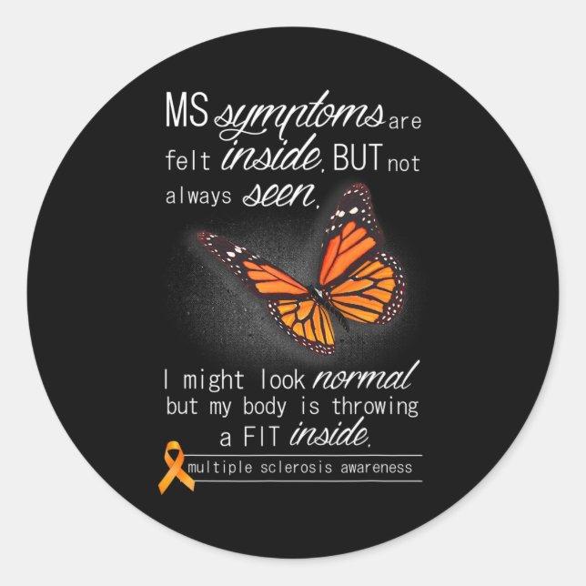 Sklerosis Awareness Orange Butterfly Ribbon Runder Aufkleber (Vorderseite)