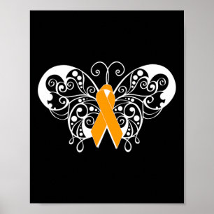 Sklerosis Awareness Orange Ribbon Butterfly Poster