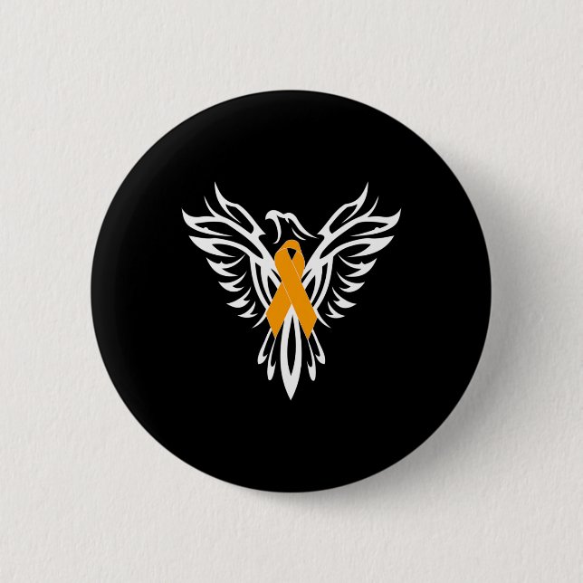 Sklerosis Awareness Orange Ribbon Phoenix Button (Vorderseite)