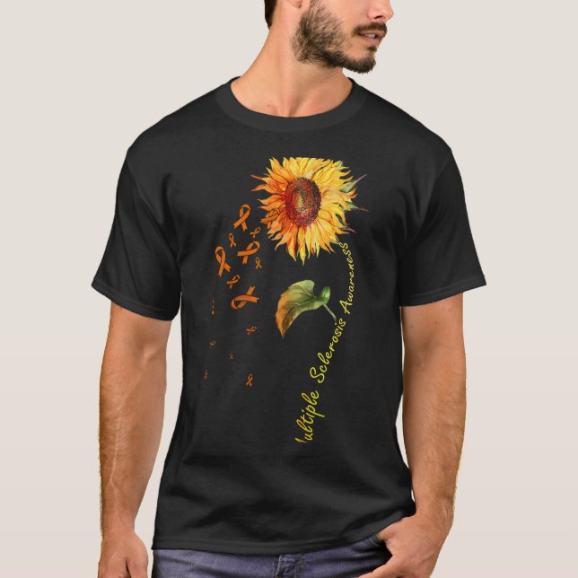 Sklerosis Awareness Sunflower Frau Awareness T-Shirt (Vorderseite)