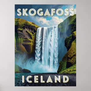 Skogafoss Island Wasserfall Südküste Reise Poster