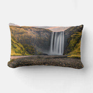Skogafoss Wasserfall am Morgen Sonnenaufgang Lendenkissen