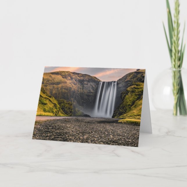 Skogafoss Wasserfall-morgens Sonnenaufgang Karte (Vorderseite)