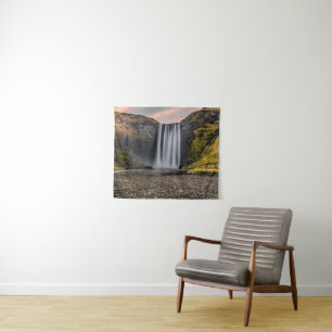 Skogafoss Wasserfall-morgens Sonnenaufgang Wandteppich