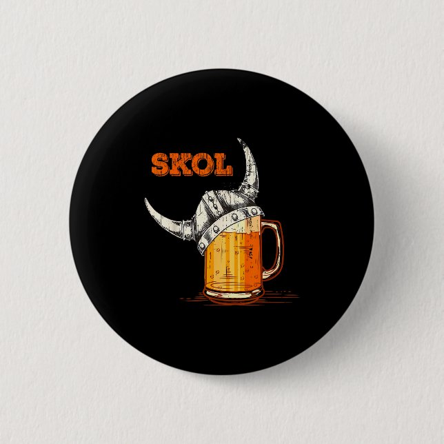 Skol Nordic Viking Helmet Drinking Gl  Button (Vorderseite)