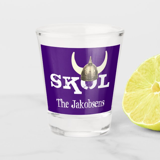 Skol und Horned Viking Helmet Shot Glass Schnapsglas (Vorderseite)