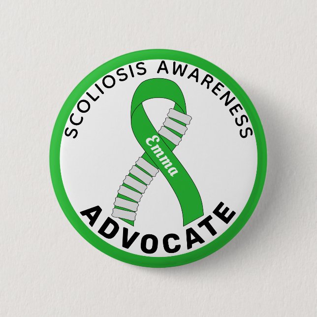 Skoliose Awareness Advocatus Ribbon White Button (Vorderseite)