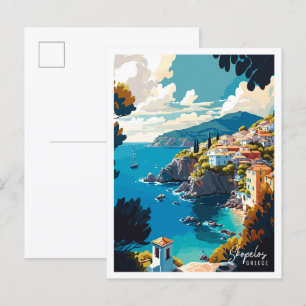 Skopelos Griechenland Vintage-Illustration Postkarte