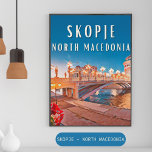 Skopje Poster<br><div class="desc">Skopje ist die Hauptstadt und die größte Stadt Nordmazedoniens. Die Stadt liegt im Zentrum des Balkans,  im Norden des Landes,  nahe der Grenze zum Kosovo,  und ist an den Ufern von Vardar errichtet worden. Als einzige mazedonische Metropole konzentriert sie den Großteil der administrativen,  wirtschaftlichen und kulturellen Funktionen des Landes.</div>