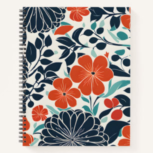 Skorbut und Schwarz Moderne Blumen Notizbuch