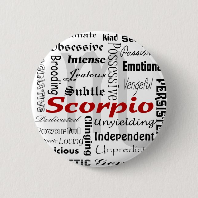 Skorpio Astrologie Horoskop Zodiac Traktion Collag Button (Vorderseite)