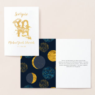 Skorpio Astrologie   Personalisiertes Zodiac-Zeich Folienkarte