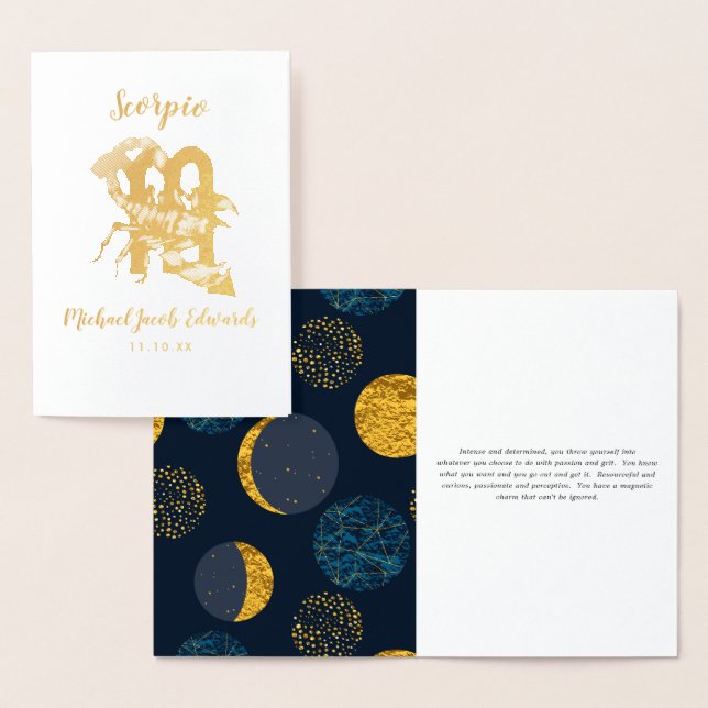 Skorpio Astrologie | Personalisiertes Zodiac-Zeich Folienkarte (Anzeige)