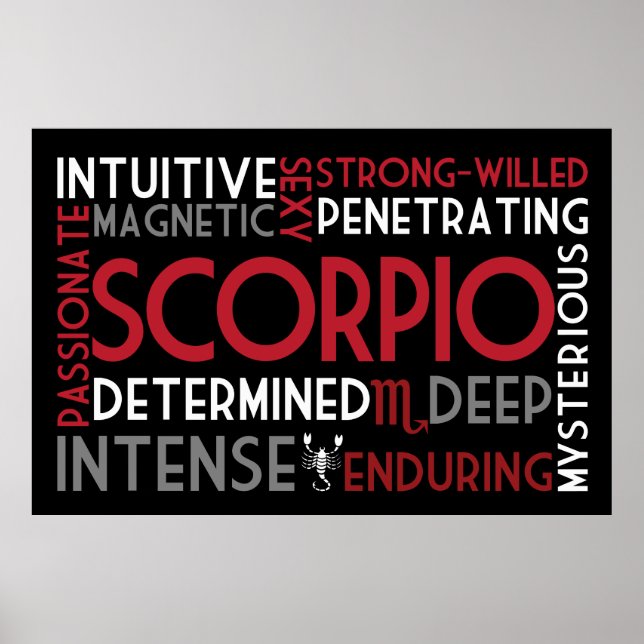 Skorpio Astrologie Word Collage Print Poster (Vorne)