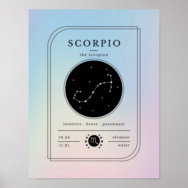 Skorpio Zodiac Diagramm Gradient Pastagerichte Poster (Vorne)