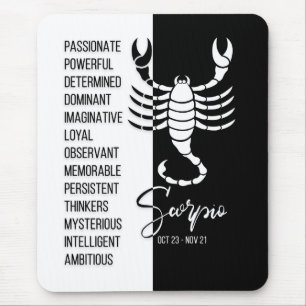 Skorpio Zodiac Signmousepad, Schwarz & Weiß Mousepad