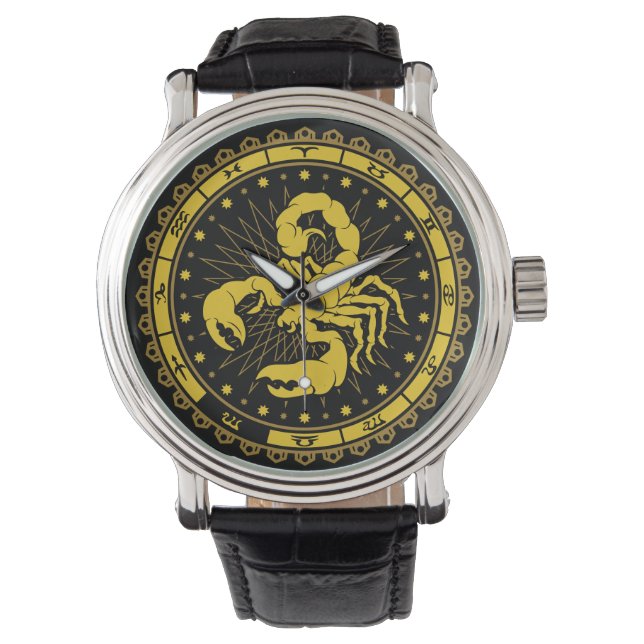Skorpio - Zodiac - Symbol - Horoskop Armbanduhr (Vorderseite)