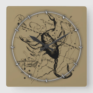 Skorpiokonstellation Hevelius 1690 Gravieren Quadratische Wanduhr