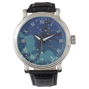 Skorpiokonstellation, Vintage Zodiakastastrologie Armbanduhr
