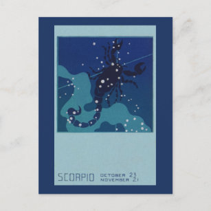 Skorpiokonstellation, Vintage Zodiakastastrologie Postkarte