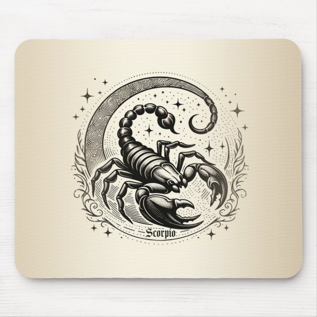 Skorpion Crescent Moon Astrologie Zodiac Scorpio Mousepad (Vorne)