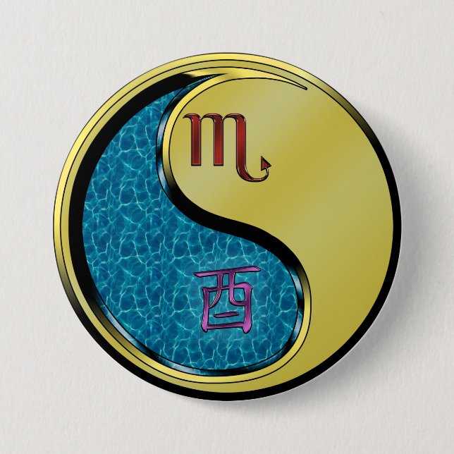 Skorpion & Metallener Hahn Button (Vorderseite)
