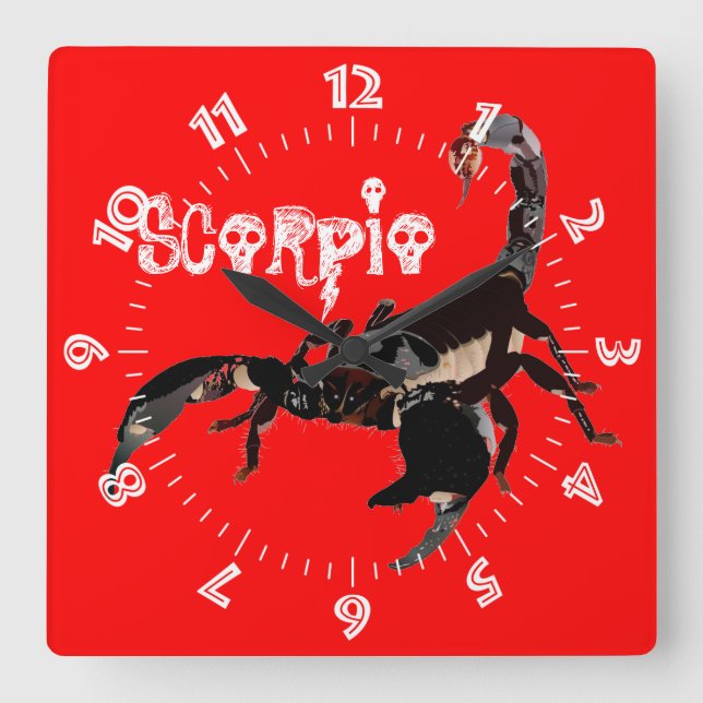 Skorpion Quadratische Wanduhr (Vorderseite)