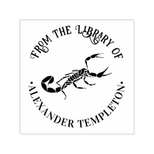 Skorpion Silhouette Round Library Book Name Permastempel