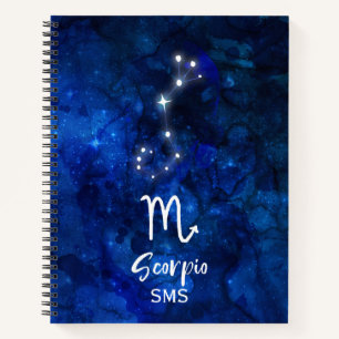 Skorpion-Sternbild Blaue Galaxie Monogramm Notizbuch
