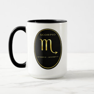Skorpion Sternzeichen Gold Oval Emblem Tasse Lux