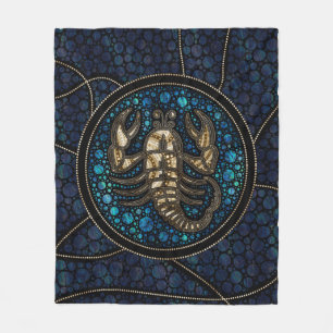 Skorpion-Sternzeichen-Punktkunststil Abalone Gold Fleecedecke