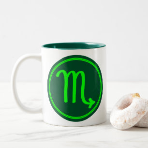 Skorpion-Sternzeichen-Symbol grüner Kontrast Zweifarbige Tasse