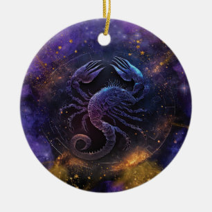 Skorpion-Sternzeichen Wasserfarben-Design Keramik Ornament