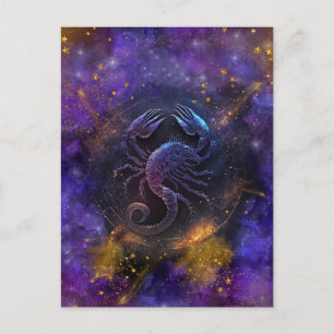 Skorpion-Sternzeichen Wasserfarben-Design Postkarte