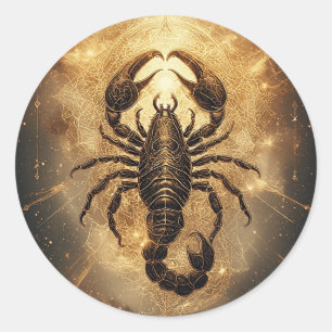 Skorpion über ein detailliertes Golden Astral Mand Runder Aufkleber