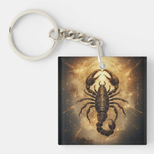 Skorpion über ein detailliertes Golden Astral Mand Schlüsselanhänger