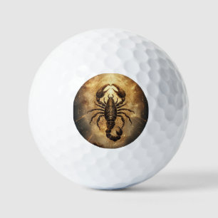 Skorpion über einem detaillierten goldenen astrale golfball