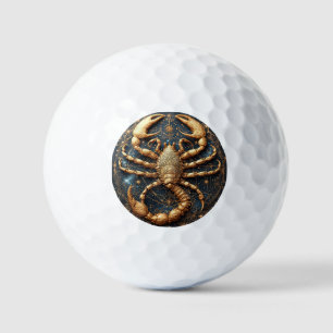 Skorpion über einem detaillierten goldenen astrale golfball