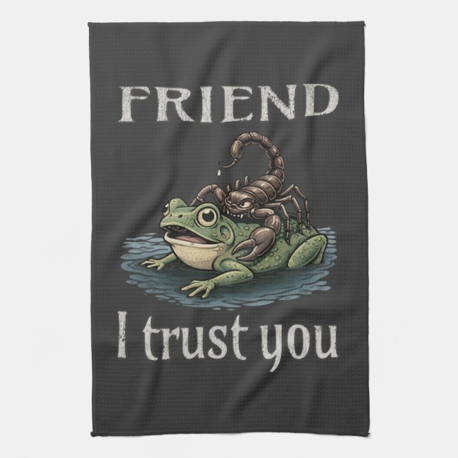 Skorpion und Frosch - Freund, ich vertraue dir Geschirrtuch (Vertikal)