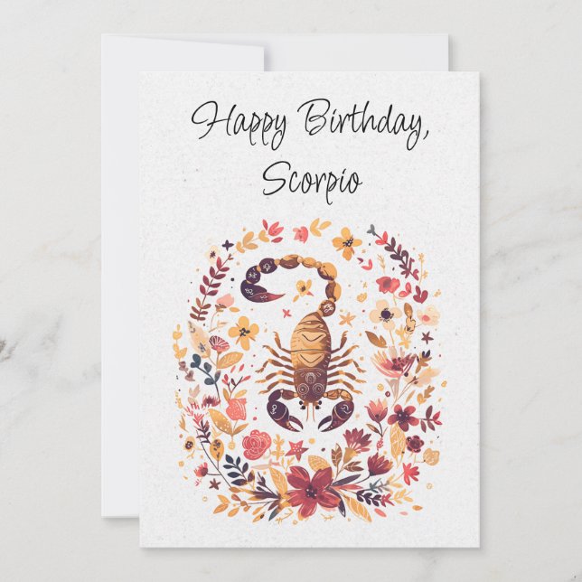 Skorpion Zodiac Boho Floral Flora Karte (Vorderseite)