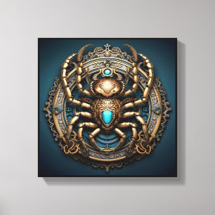 Skorpion-Zodiac-Kunstleinwand – Mechanica Astralis Leinwanddruck