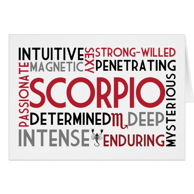 Skorpions-Astrologie-Wort-Collagen-Karte (Vorderseite (Horizontal))