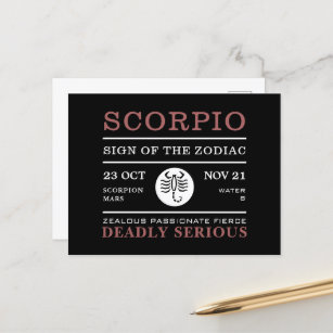 Skorpiozeichen des Zodiaks, astrologisch Postkarte