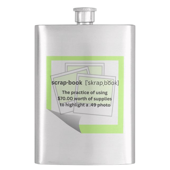 Skrap-book Flachmann (Vorderseite)