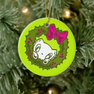 Skribbles die Katze:Weihnachtsfeier Keramik Ornament