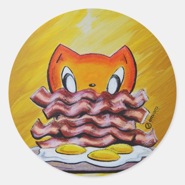 Skribbles: Weil Bacon Runder Aufkleber (Vorderseite)