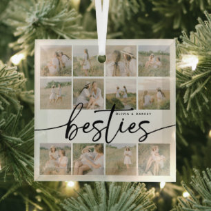 Skript-Bestenfreundinnen-Fotocollage personalisier Ornament Aus Glas