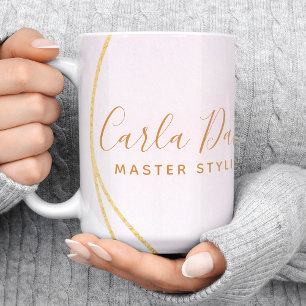 Skript Blush Rosa Wasserfarbe Gold Kreis Geschäft Kaffeetasse