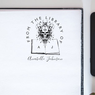 Skript "Buchen aus der Bibliothek Goth Skull" Gummistempel