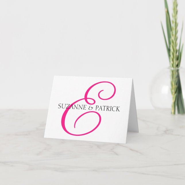 Skript E Monogramm Notecard (Hot Pink / Black) (Vorderseite)